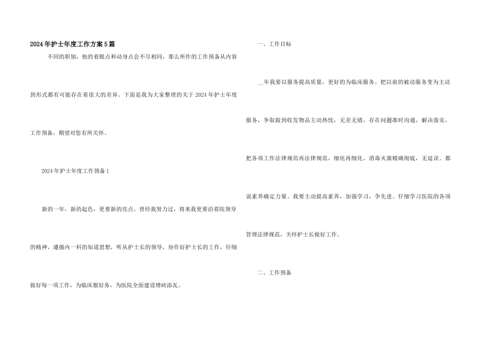 2024年护士年度工作计划5篇_第1页