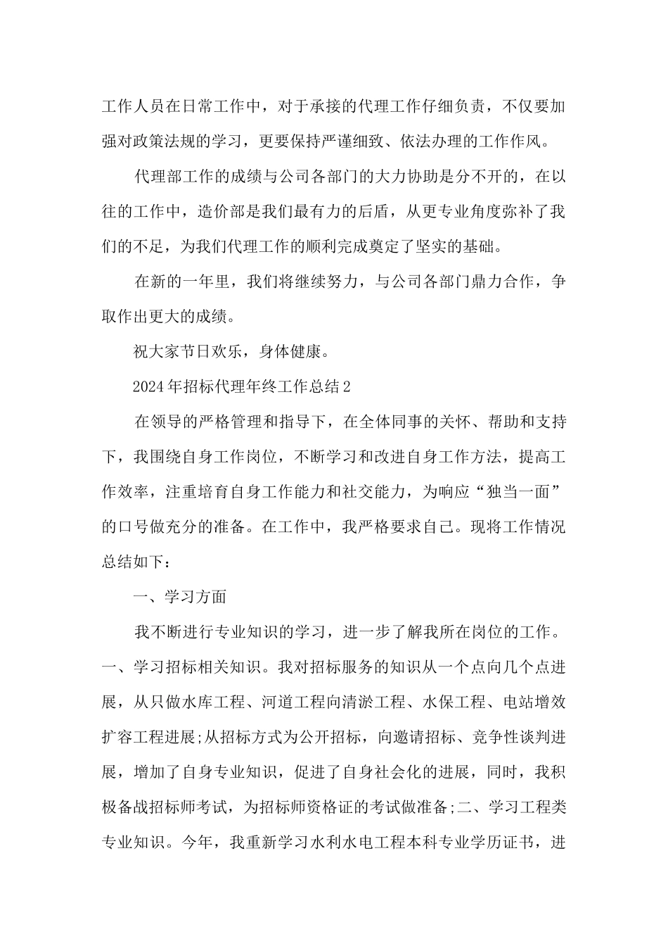 2024年招标代理年终工作总结_第2页