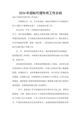 2024年招标代理年终工作总结
