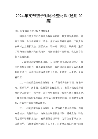 2024年支部班子对照检查材料(通用20篇)
