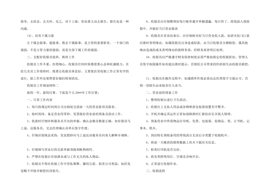 2024年收银员工作规划材料五篇_第2页