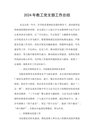 2024年教工党支部工作总结
