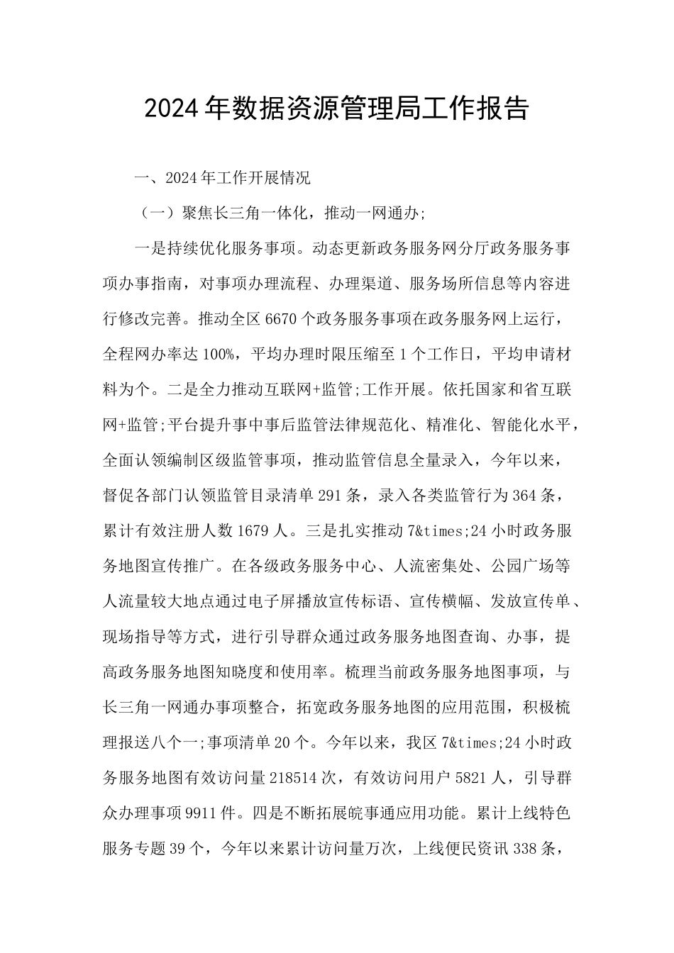 2024年数据资源管理局工作报告_第1页