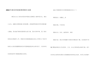 2024年新农村发展调查报告5篇