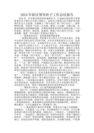 2024年新区领导班子工作总结报告