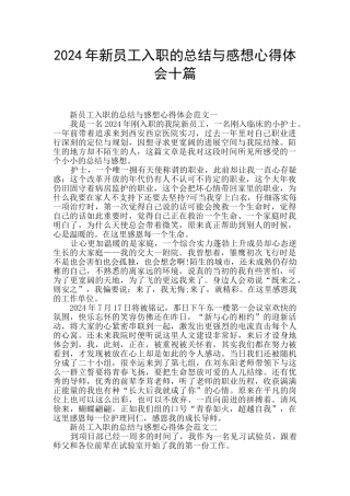 2024年新员工入职的总结与感想心得体会十篇
