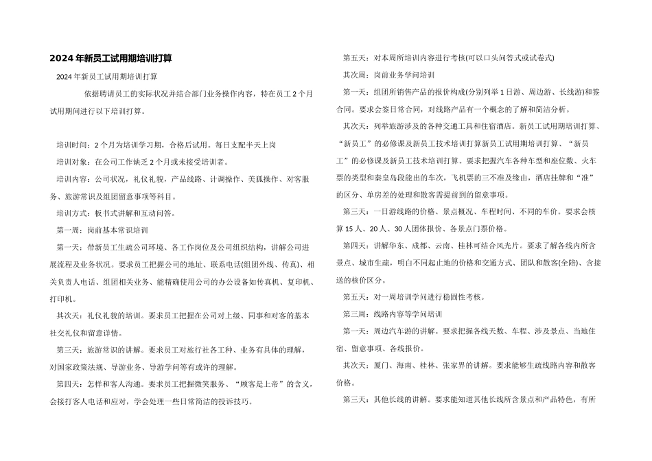 2024年新员工试用期培训计划_第1页
