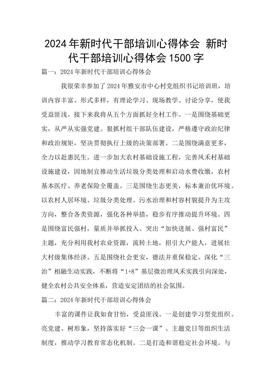 2024年新时代干部培训心得体会_第1页