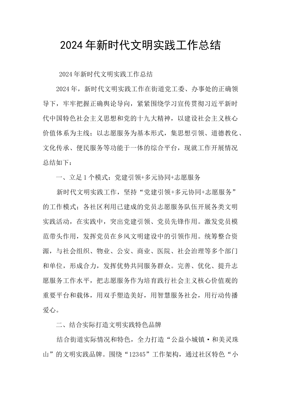 2024年新时代文明实践工作总结_第1页