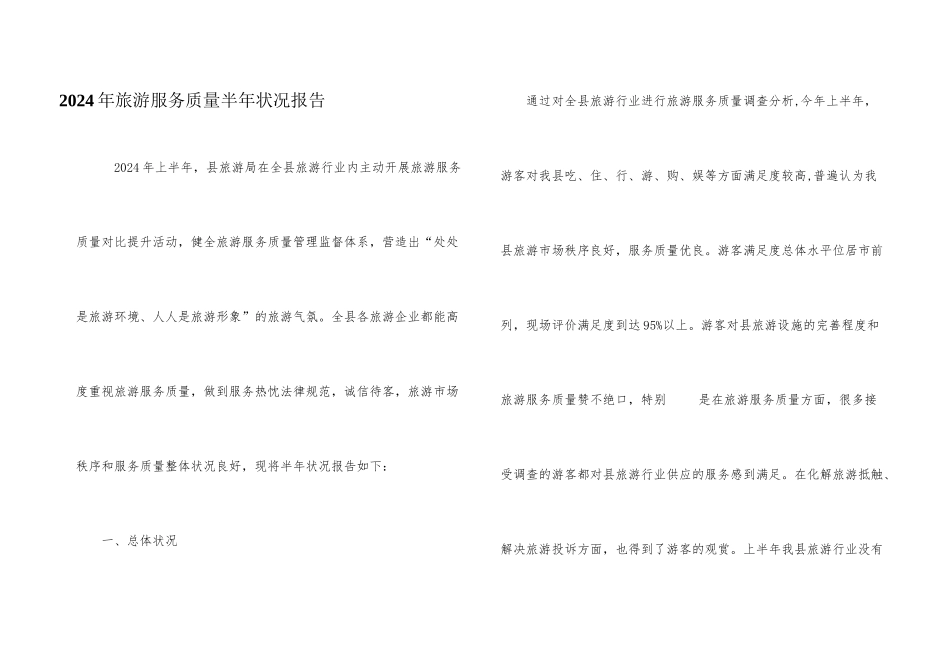 2024年旅游服务质量半年情况报告_第1页