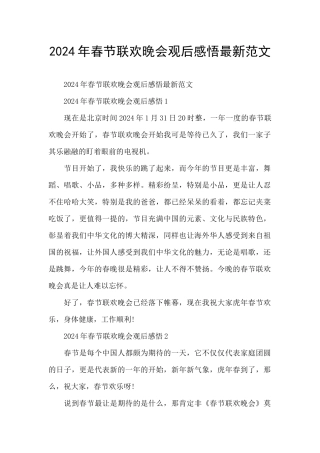 2024年春节联欢晚会观后感悟最新范文