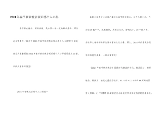 2024年春节联欢晚会观后感个人心得