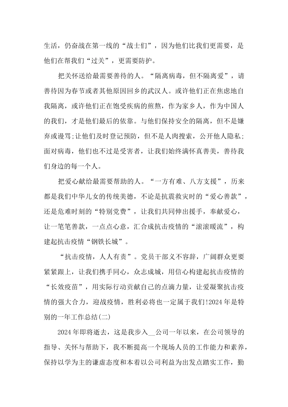 2024年是特殊的一年工作总结多篇_第2页