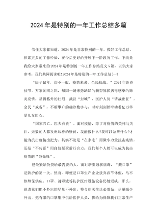 2024年是特殊的一年工作总结多篇