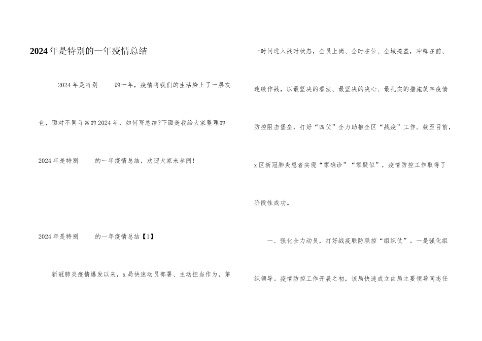 2024年是特殊的一年疫情总结_第1页