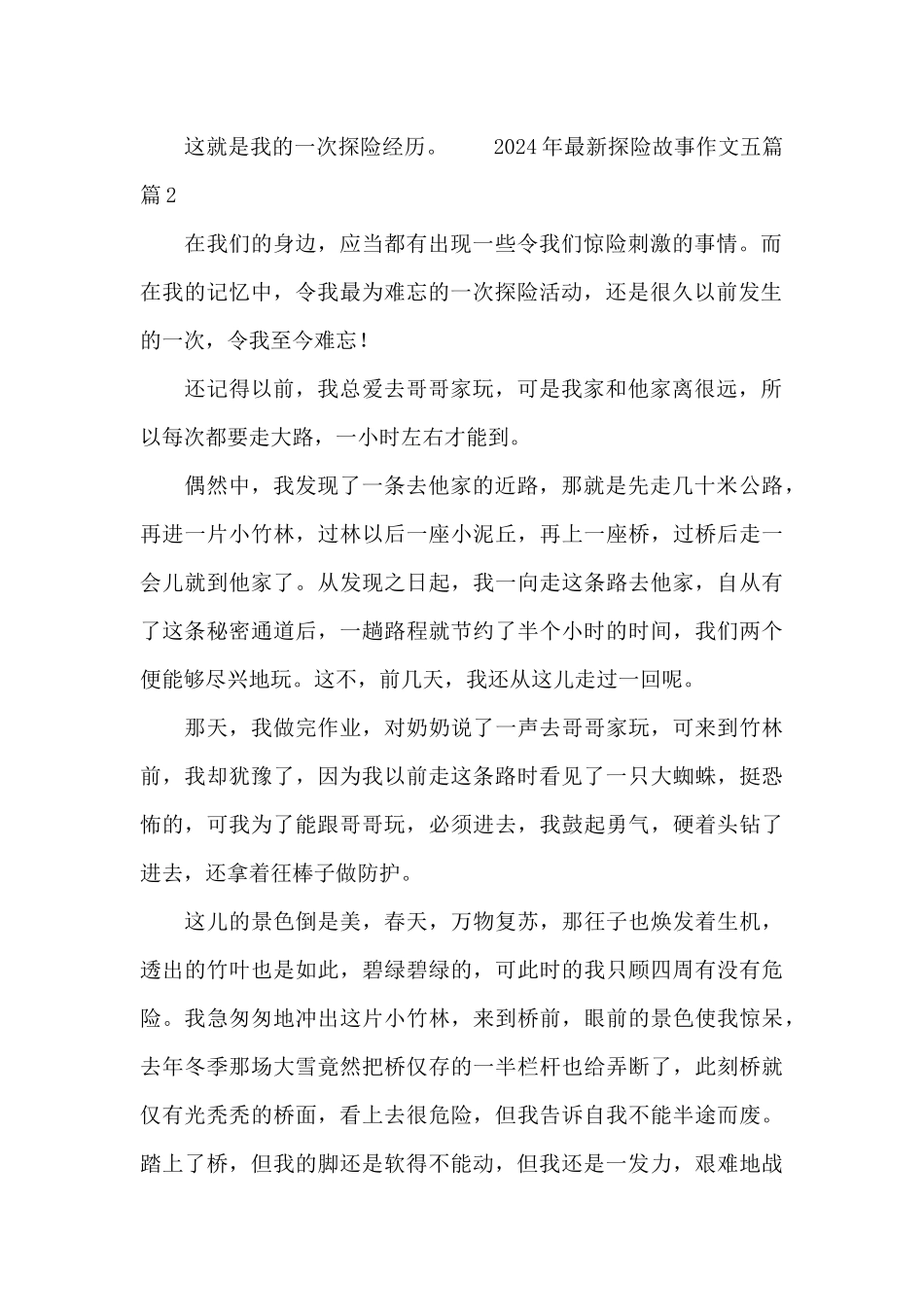 2024年最新探险故事作文五篇_第2页