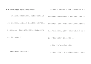 2024年最美高校辅导员观后感个人感悟