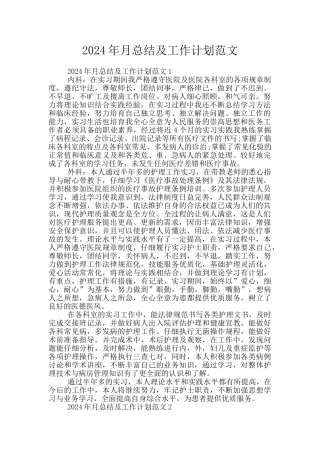 2024年月总结及工作计划范文