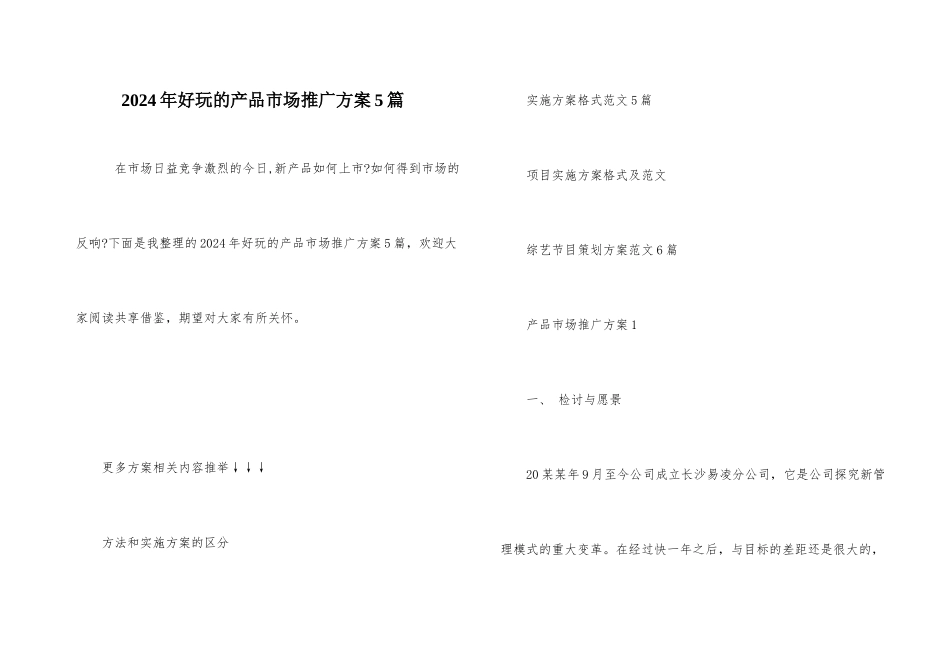 2024年有趣的产品市场推广方案5篇_第1页