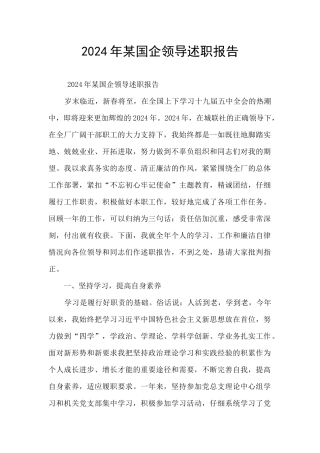 2024年某国企领导述职报告