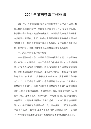 2024年某市禁毒工作总结