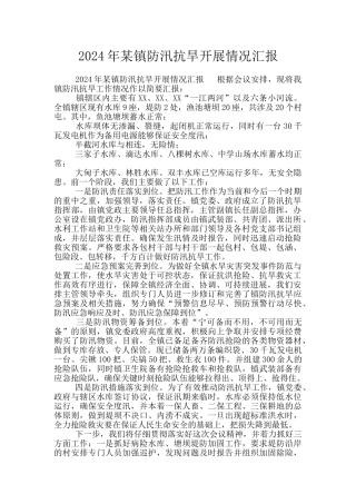 2024年某镇防汛抗旱开展情况汇报