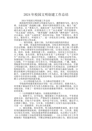 2024年校园文明创建工作总结