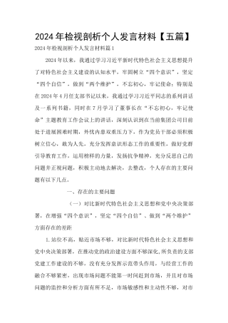 2024年检视剖析个人发言材料