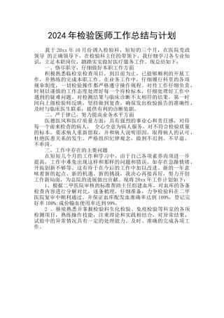 2024年检验医师工作总结与计划