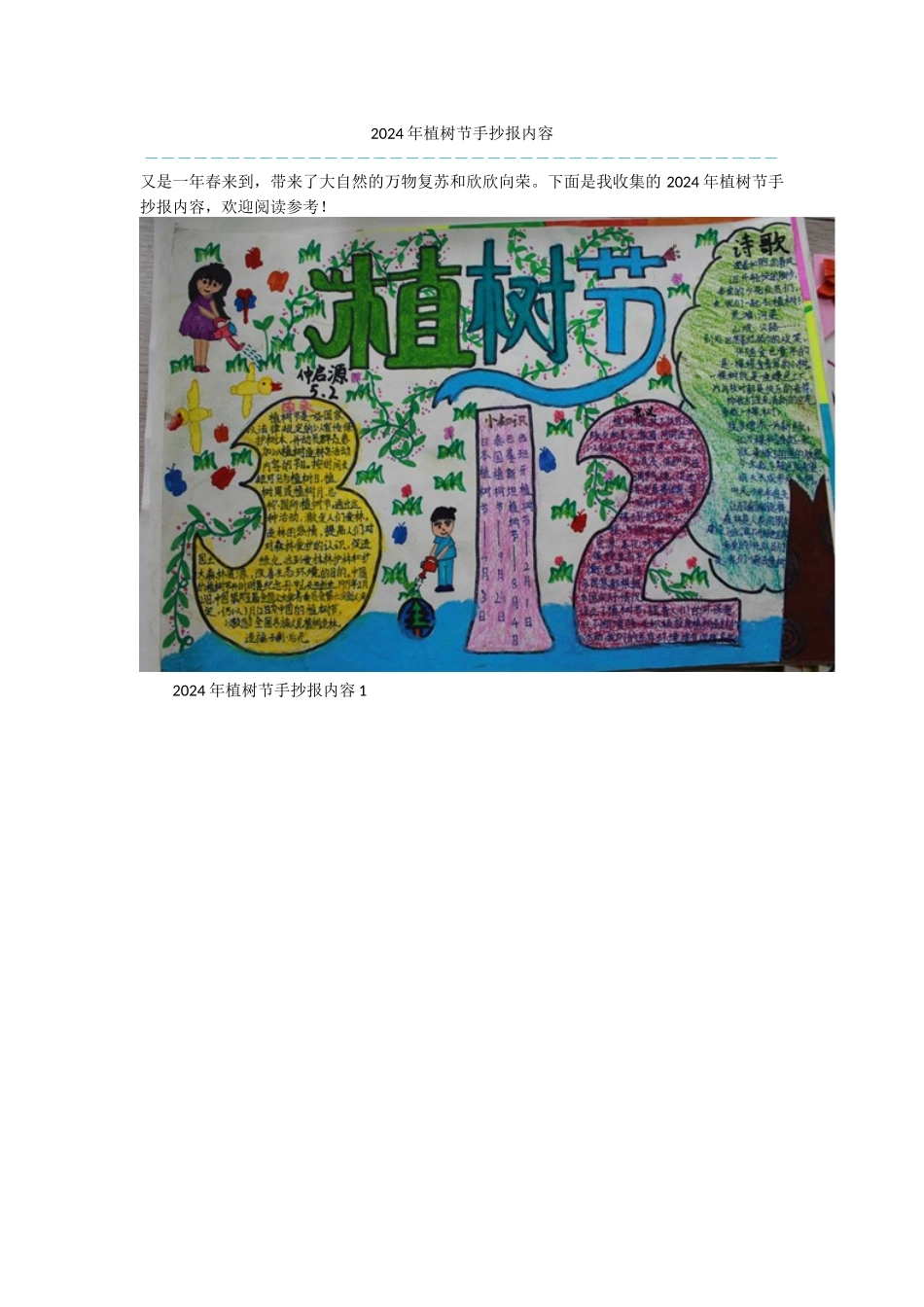 2024年植树节手抄报内容_第1页