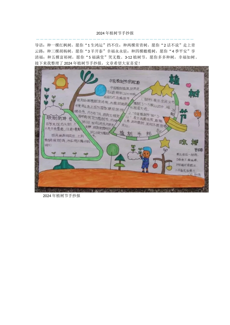 2024年植树节手抄报_第1页