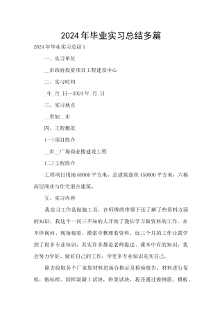 2024年毕业实习总结多篇