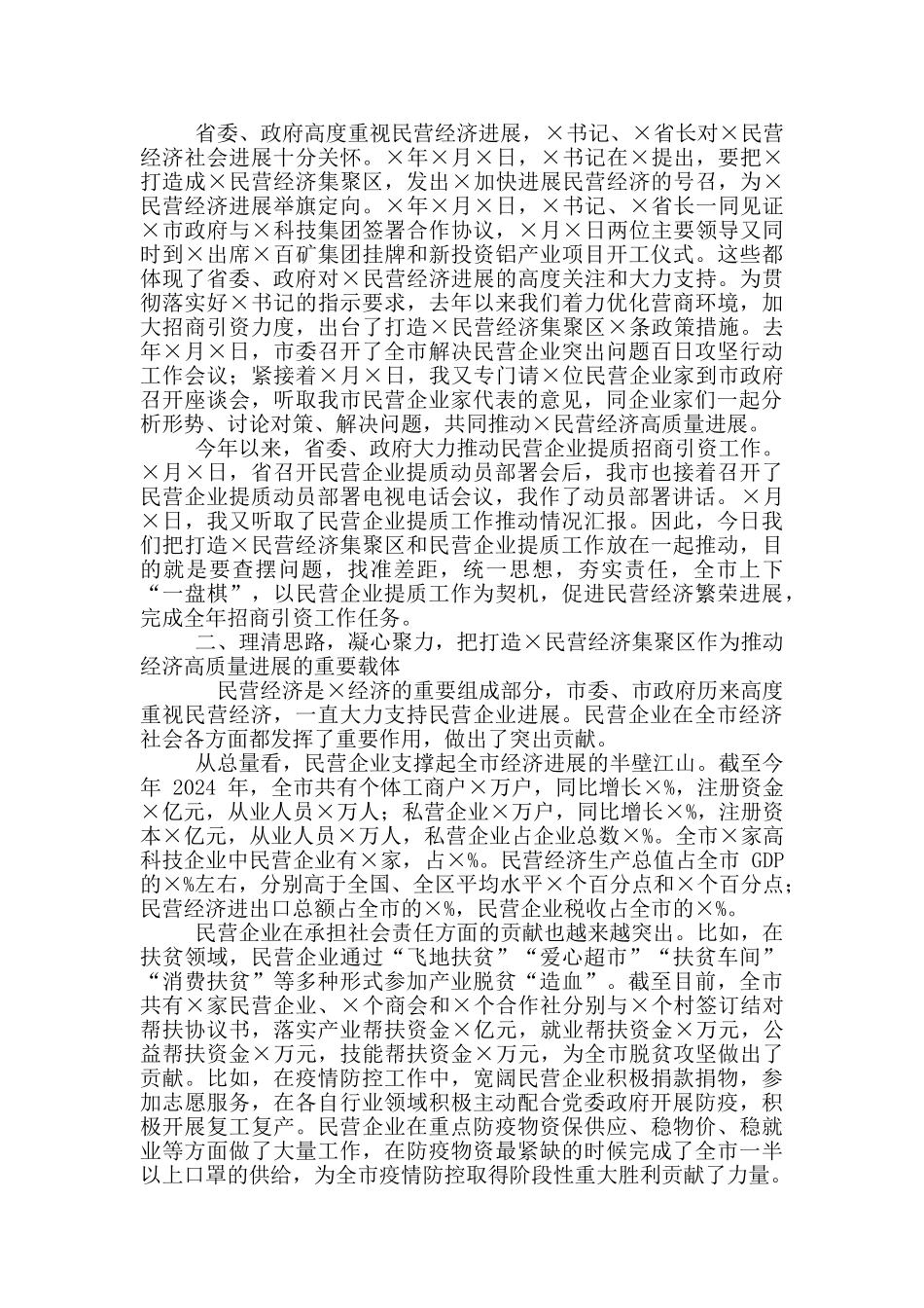 2024年民营企业提质动员部署电视电话会议上讲话例文稿_第3页