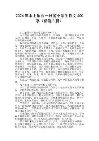 2024年水上乐园一日游小学生作文400字
