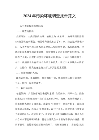 2024年污染环境调查报告范文