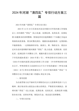 2024年河湖“清四乱”专项行动方案三篇
