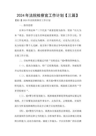 2024年法院检察官工作计划