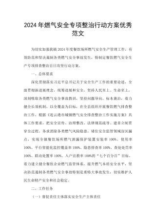 2024年燃气安全专项整治行动方案优秀范文