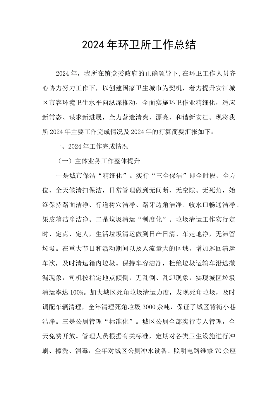 2024年环卫所工作总结_第1页