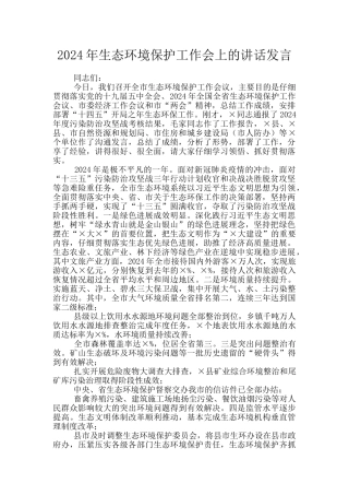 2024年生态环境保护工作会上的讲话发言