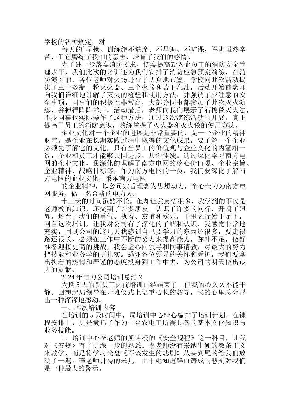 2024年电力公司培训总结_第2页