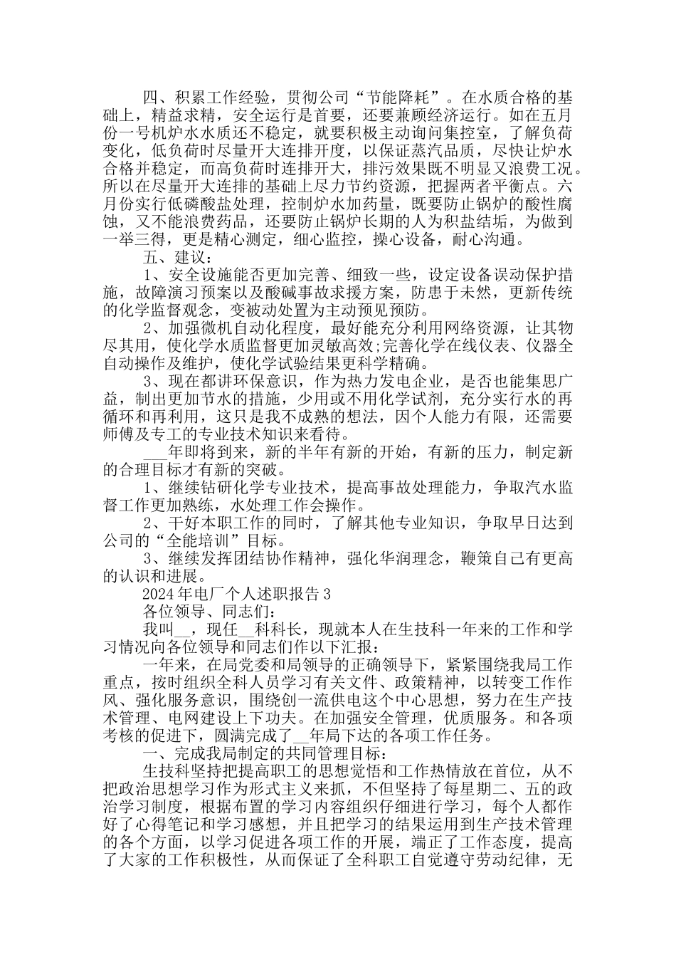 2024年电厂个人述职报告总结_第3页