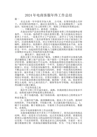 2024年电商客服年终工作总结