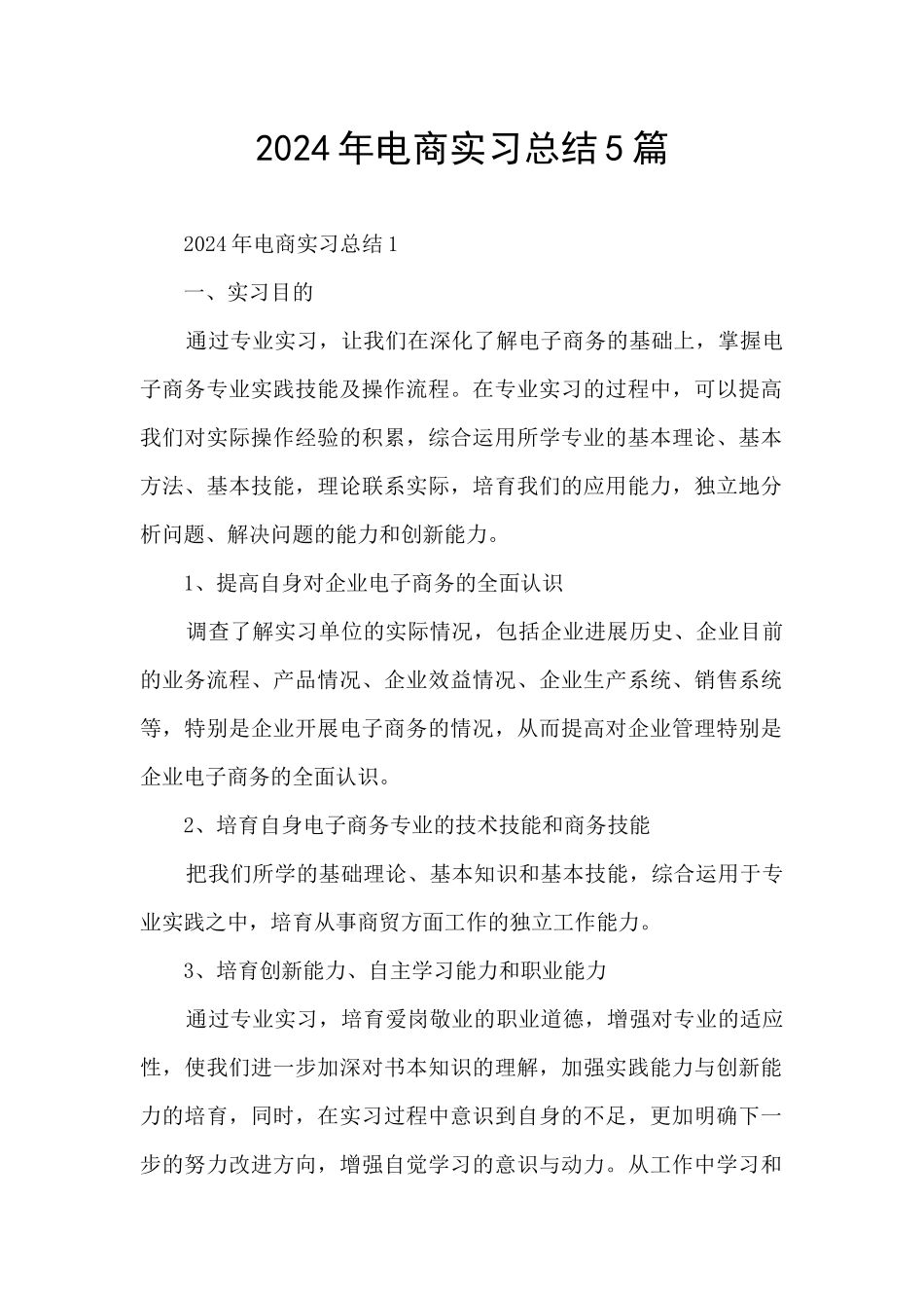 2024年电商实习总结5篇_第1页