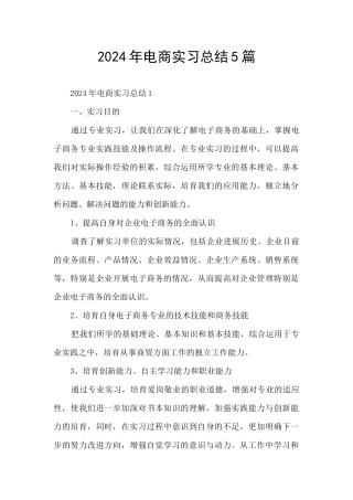 2024年电商实习总结5篇