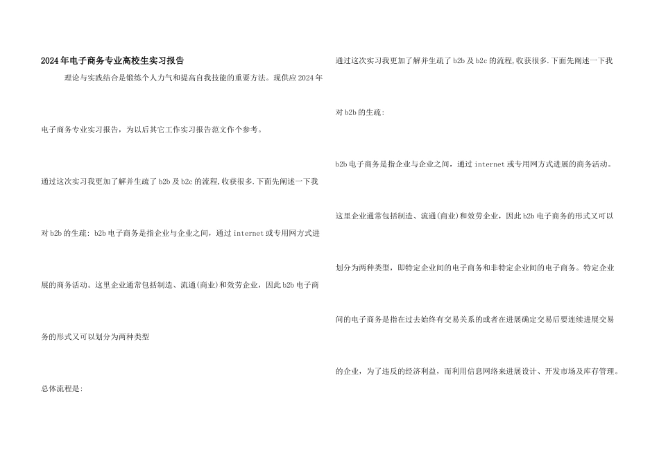 2024年电子商务专业大学生实习报告_第1页