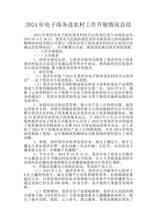 2024年电子商务进农村工作开展情况总结