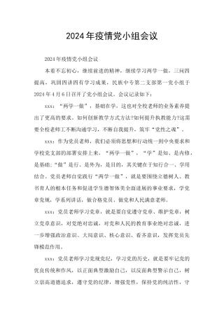 2024年疫情党小组会议