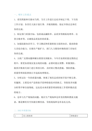 20XX年某公司质量管理工作计划范文