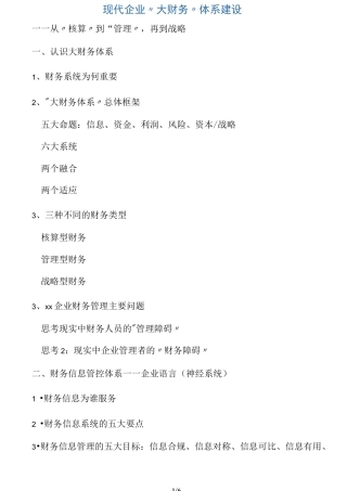 现代企业大财务体系建设―从核算到